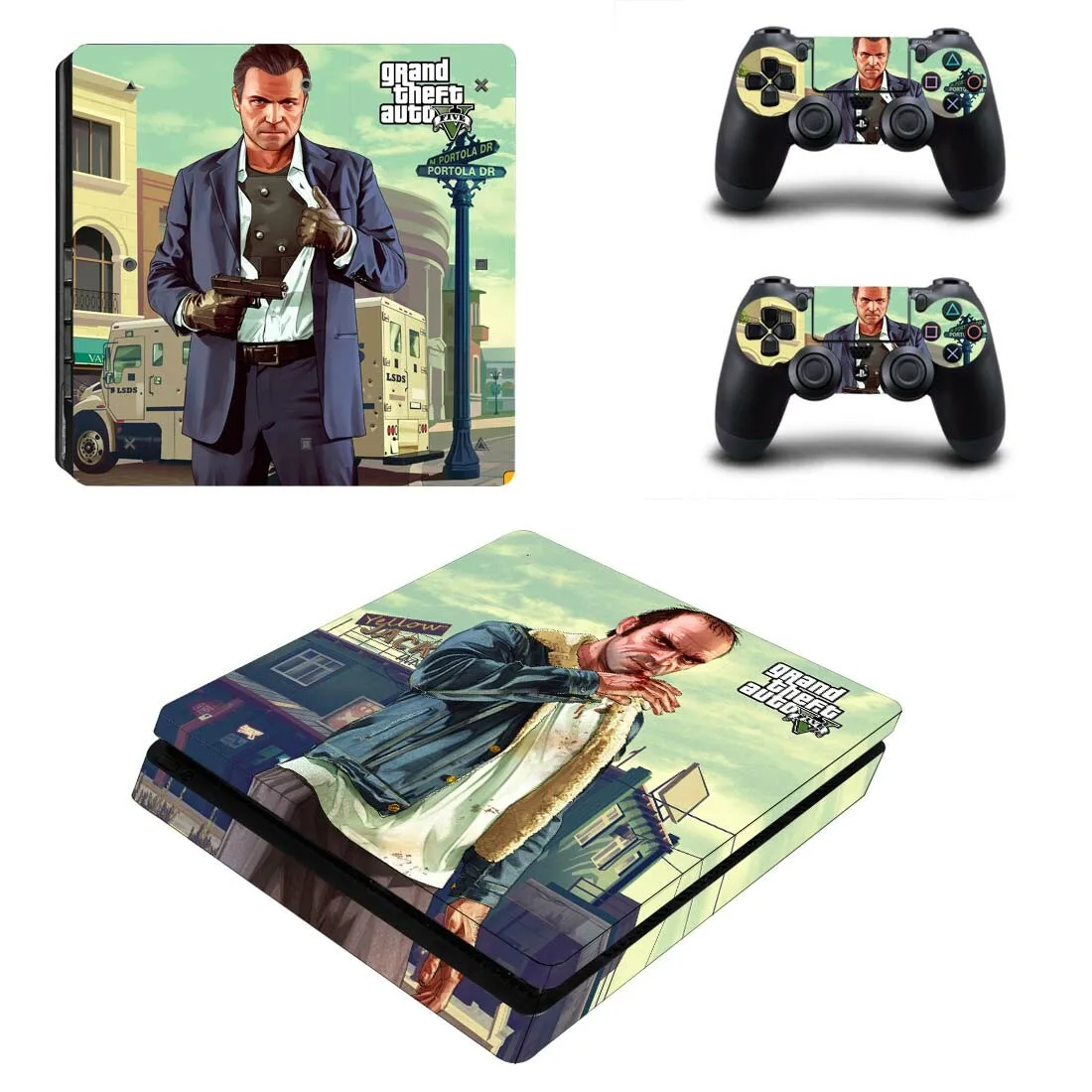 Grand Theft Auto GTA 5 PS4 Slim Decal защитный чехол-наклейка для Console &amp наклейки на регулятор Vinyl