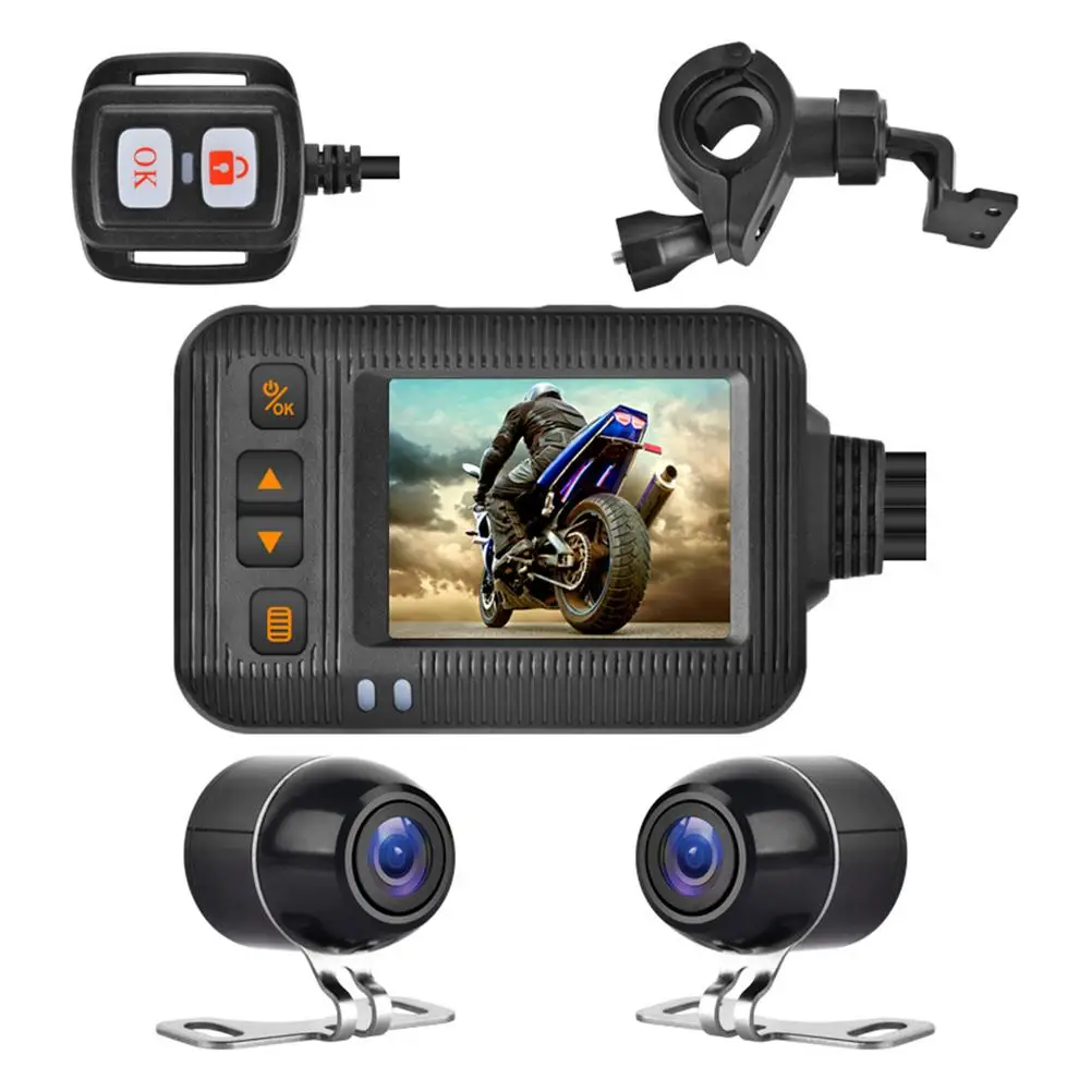2 Inch Motorcycle Dash Cam HD 1080P DVR Camera Wide-Angle Loop Recorder Front & Rear Waterproof Night Vision Driving Recorder