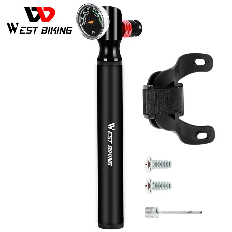 

WEST BIKING Bike Pump 300PSI High-pressure Air Shock Pump Fork Rear Suspension Hose Gauge Air Inflator Bicycle Tire Tools Kit