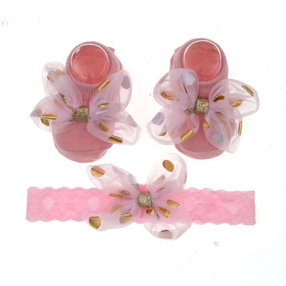 

Повязка на голову для детей, Комплект носков, повязка на голову с бантом и короной для новорожденных, повязка на голову, тюрбан, Детские аксе...