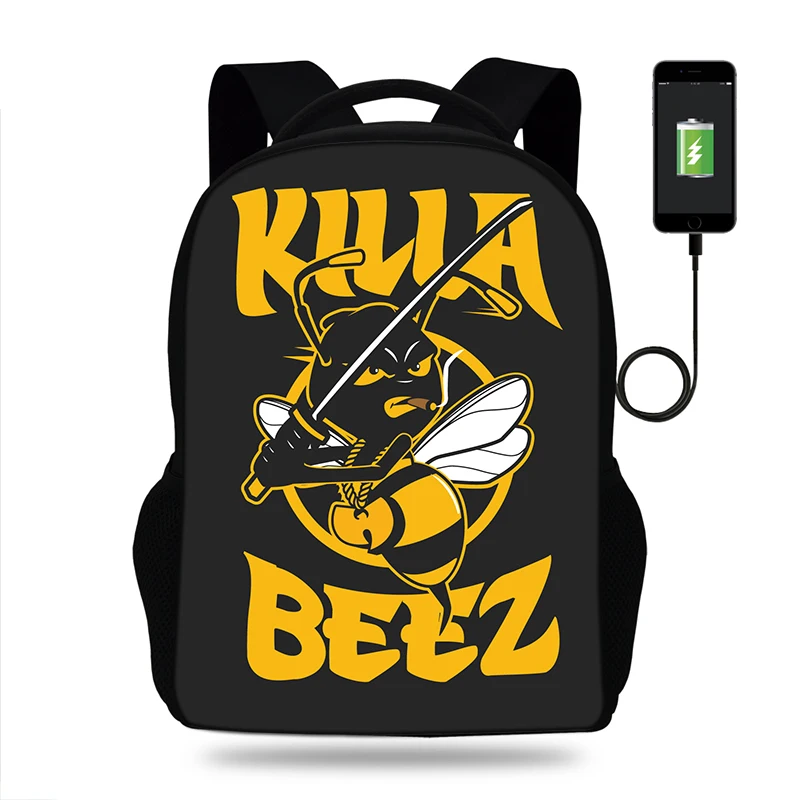 17-дюймовый рюкзак Wu Tang Killa Bees Hip с принтом женские рюкзаки usb-зарядкой для