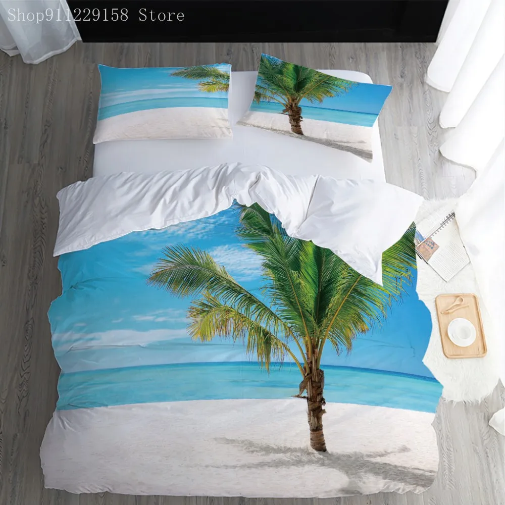 Голубого неба и белых облаков пододеяльник набор Пляжный Пейзаж Постельное