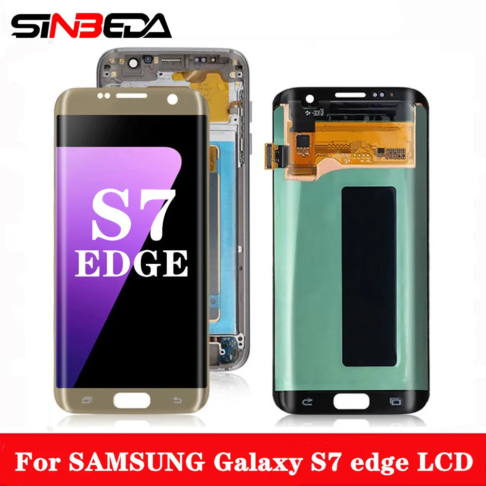 Enlarge 5.5'' Super Amoled Lcd For SAMSUNG Galaxy S7 edge LCD Display G935F Touch Digitizer Assembly Replacement Parts With Burn Shadows
