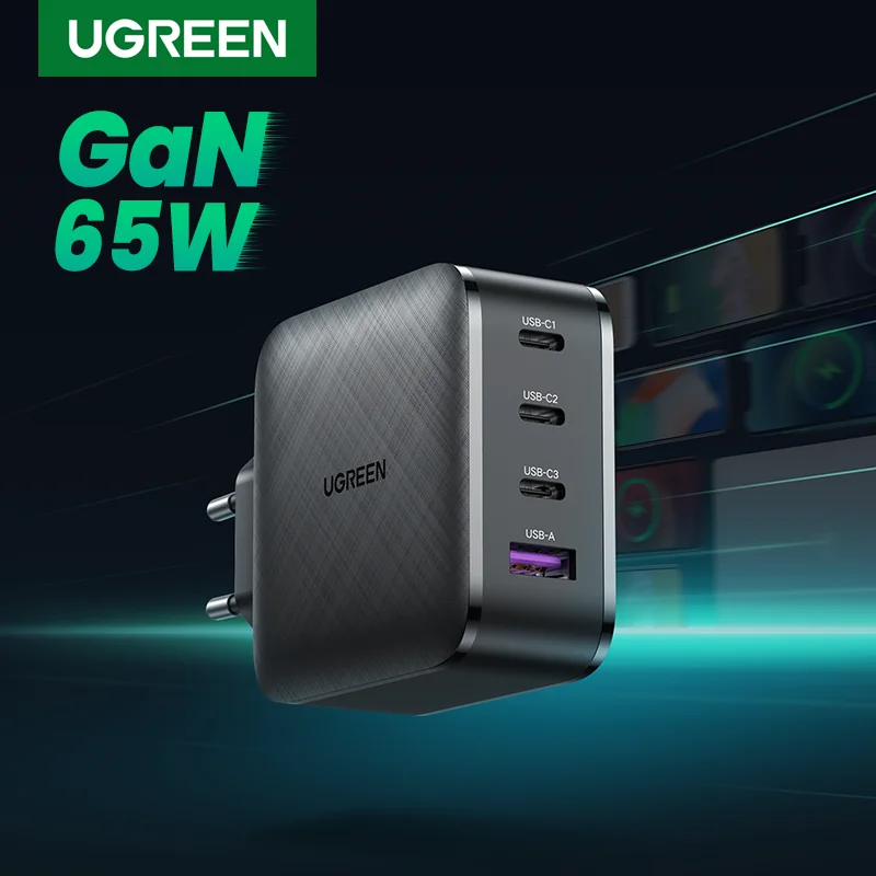 Ugreen 65W GaN зарядное устройство 4 порта Quick Charge 0 3 Type C PD USB QC настенное быстрое для