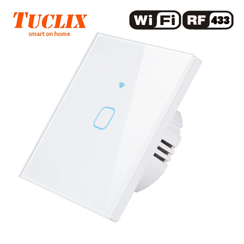 TUCLIX EU/UK настенный светильник с Wi-Fi, 1 комплект, 1 способ, 110-240 В, Кристальное стекло, панельный переключатель, водонепроницаемый, с сенсорным управлением - Цвет: EU-WiFi-RF-01 White