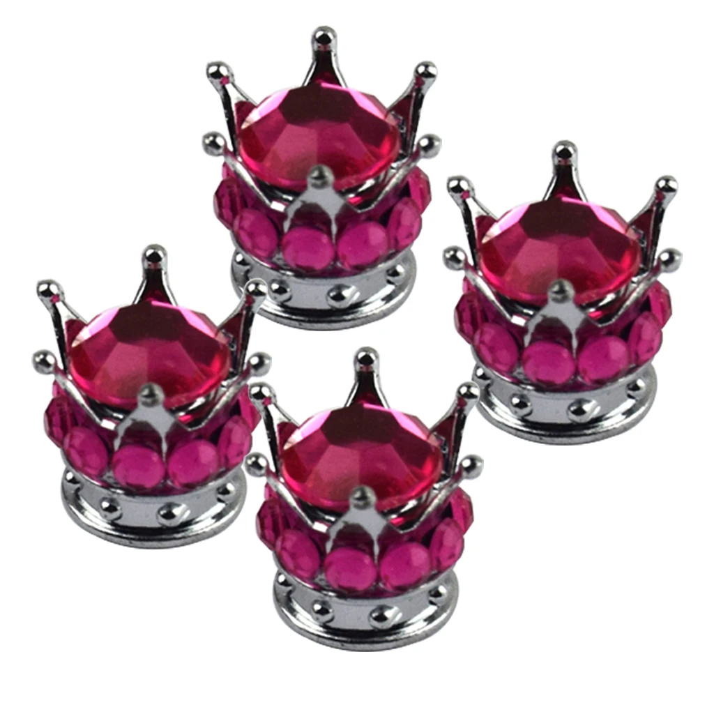 4 Silver Crown Coral Bling Diamond King Queen Tire/Wheel Valve Stem Cap Car | Автомобили и мотоциклы