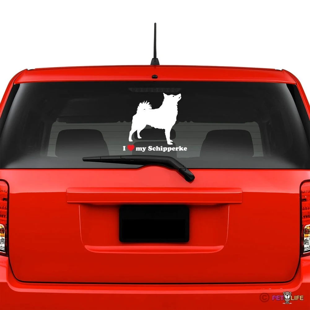 

Виниловые наклейки на лобовое стекло для I Love My Schipperke