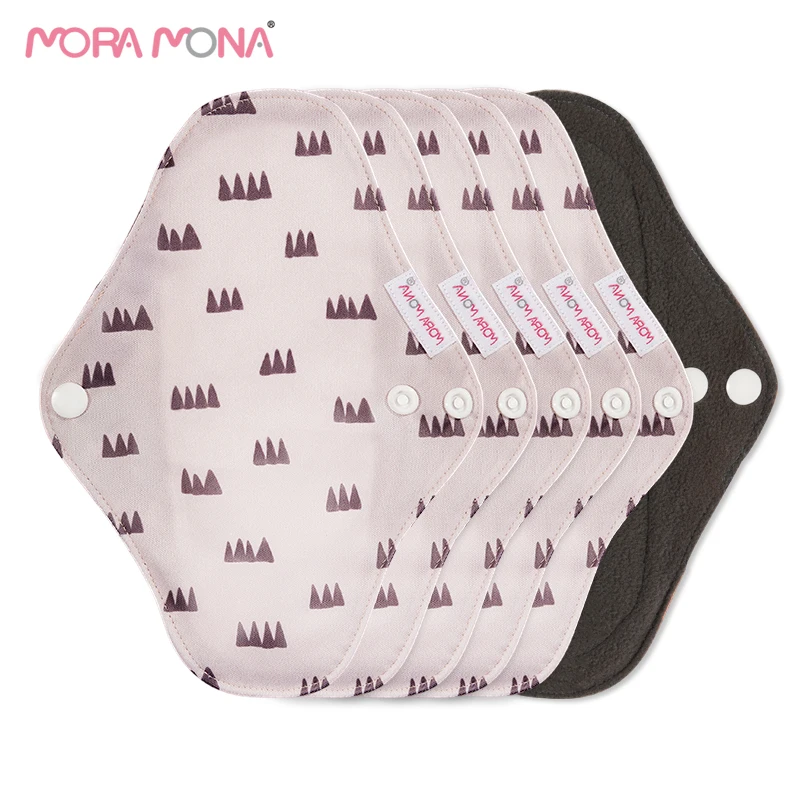 Mora Mona Reusable Bamboo Charcoal Periods Cloth Pad Washable Female Sanitary Napkin 5 Pcs | Красота и здоровье