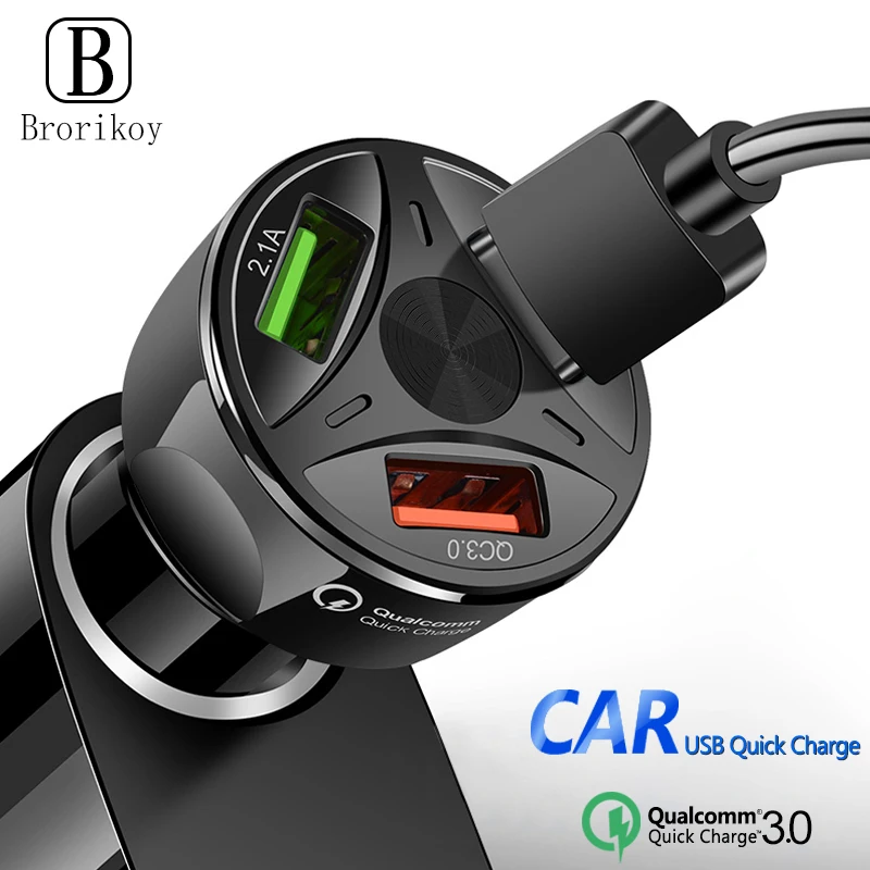 Автомобильное зарядное устройство QC3.0 2 0 с 3 USB-портами для быстрой зарядки iPhone XS X