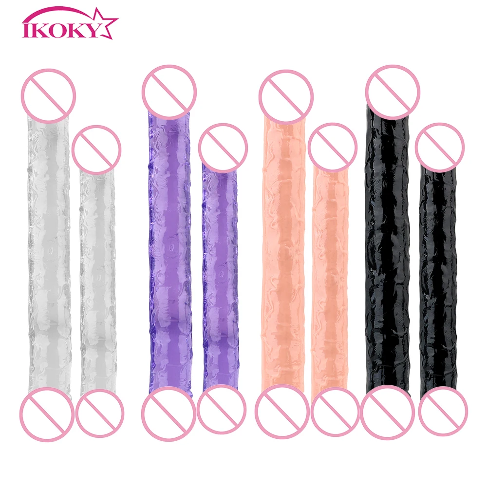 IKOKY Double Ended Artificial Penis Flexible Soft Jelly Dildo Dual Head Female Masturbation Sex Toys for Women Lesbian | Красота и