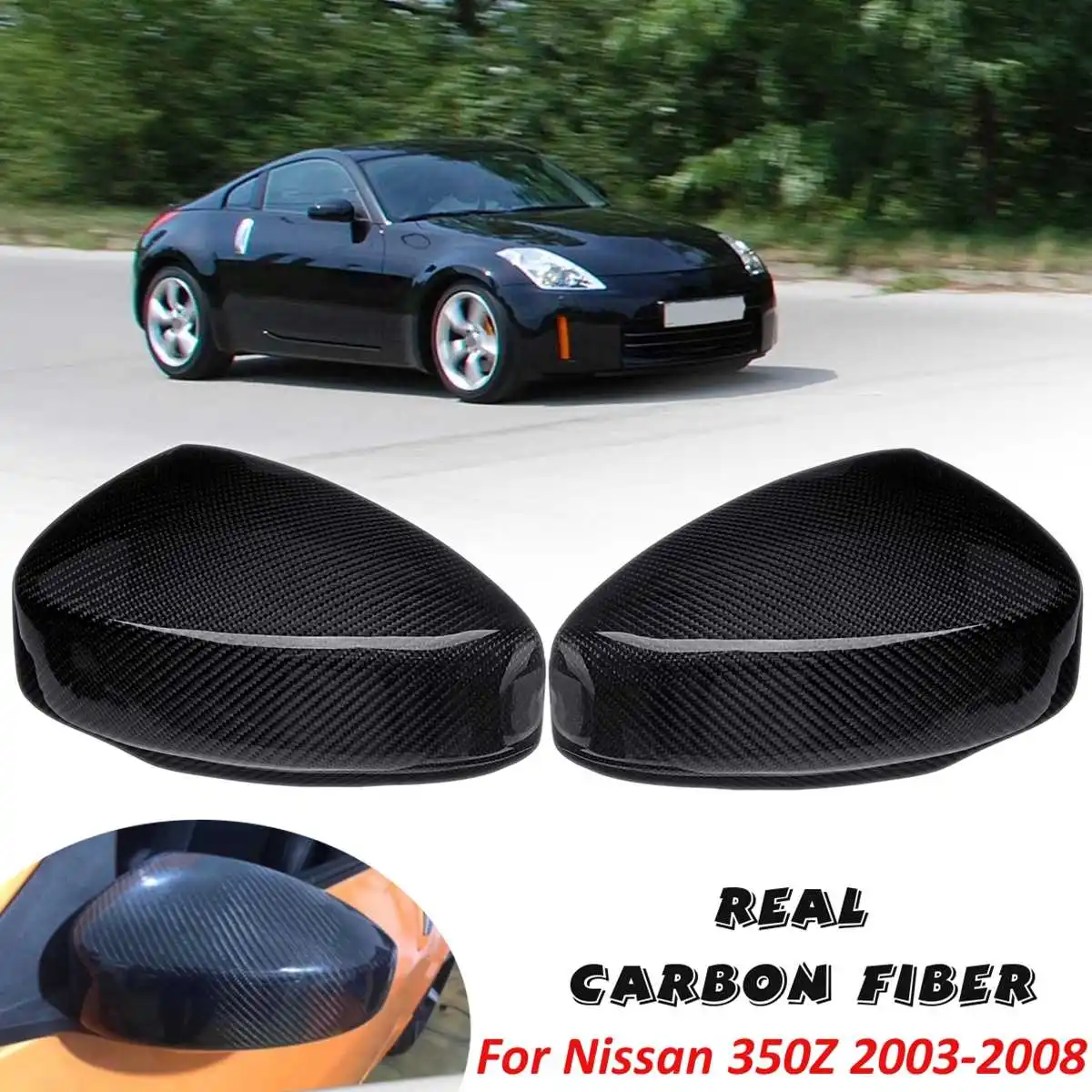 2 шт. боковое зеркало из углеродного волокна крышка для Nissan 350Z 2003-2008 зеркальный