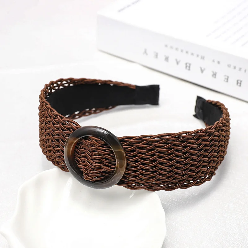 C519 brown Модные Винтажные женские повязки для волос ручной работы с травой Рафи, повязка на волосы "тюрбан", Женская повязка на голову, аксессуары для волос - Цвет: C519 brown