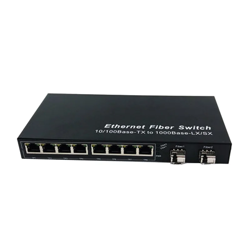 2 порта SFP fiber port 8 RJ45 poe Gigabit ethernet переключатель поэ 10 портов медиа конвертер plug play UTP