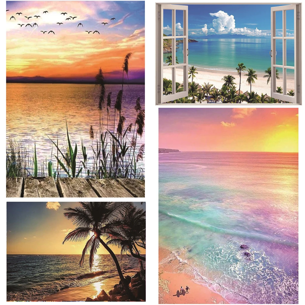 

5D DIY Diamond Painting Beach Seascape 3D Full Square /round Drill Mosaic Diamond Embroidery Beaded Cross Stitch for Home Decor