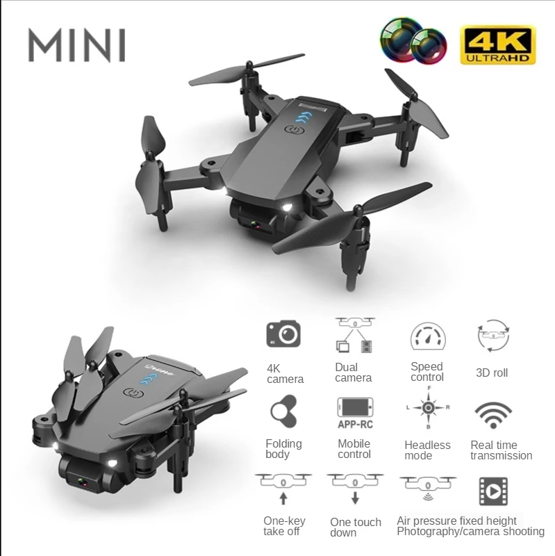 Mini Drone 4K HD Dual Camera WiFi Fpv Air Pressure Altitude Hold Foldable Quadcopter With 4k Camera Moblie Control RC Dron Toy