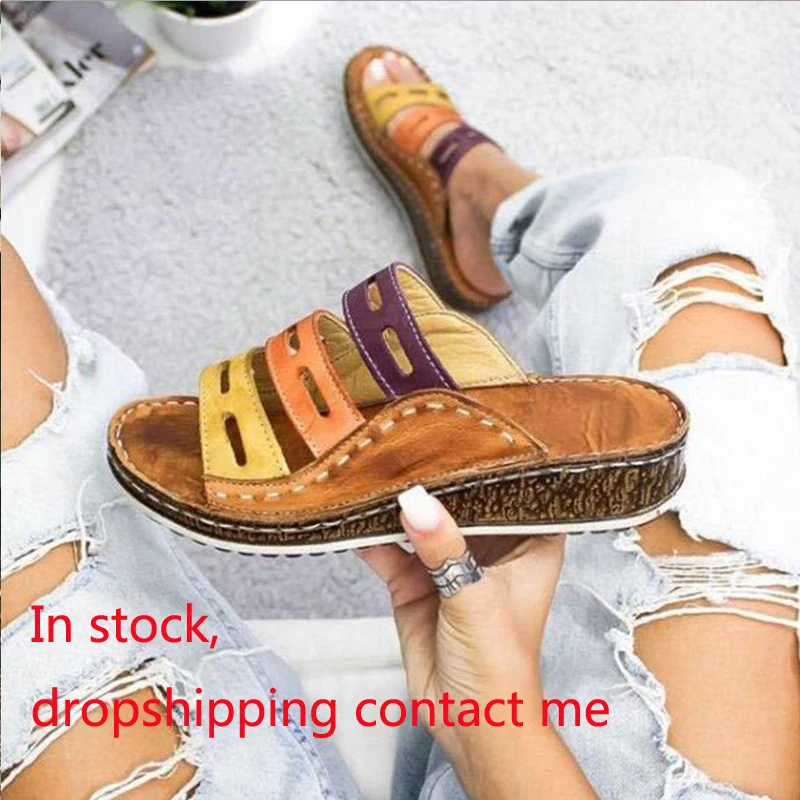 Женские шлепанцы пляжные сандалии на танкетке с перфорацией плоская подошва