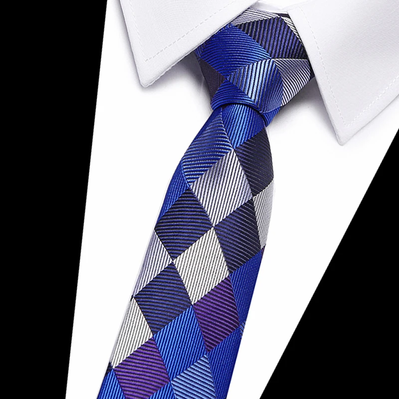 

Men Skinny Ties Black Polyester Silk Plaids Stripes Dots silk woven Jacquard Necktie for wedding party men gift