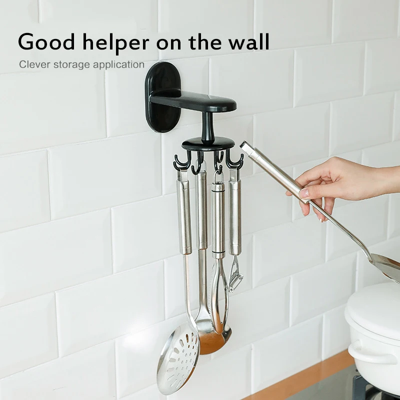 

Kitchen Rotate Storage Rack Cupboard Shelf Hanging Hook Organizer Closet Clothes Shelf Hanger Wardrobe Holder Kitchen Storage