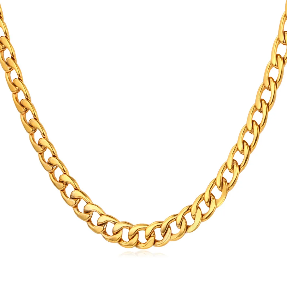 

ChainsPro 316L Stainless Steel Chain Men Jewelry Wholesale Black Gun/Gold Color Cuban Link Chain Men Necklace Wholesale N402