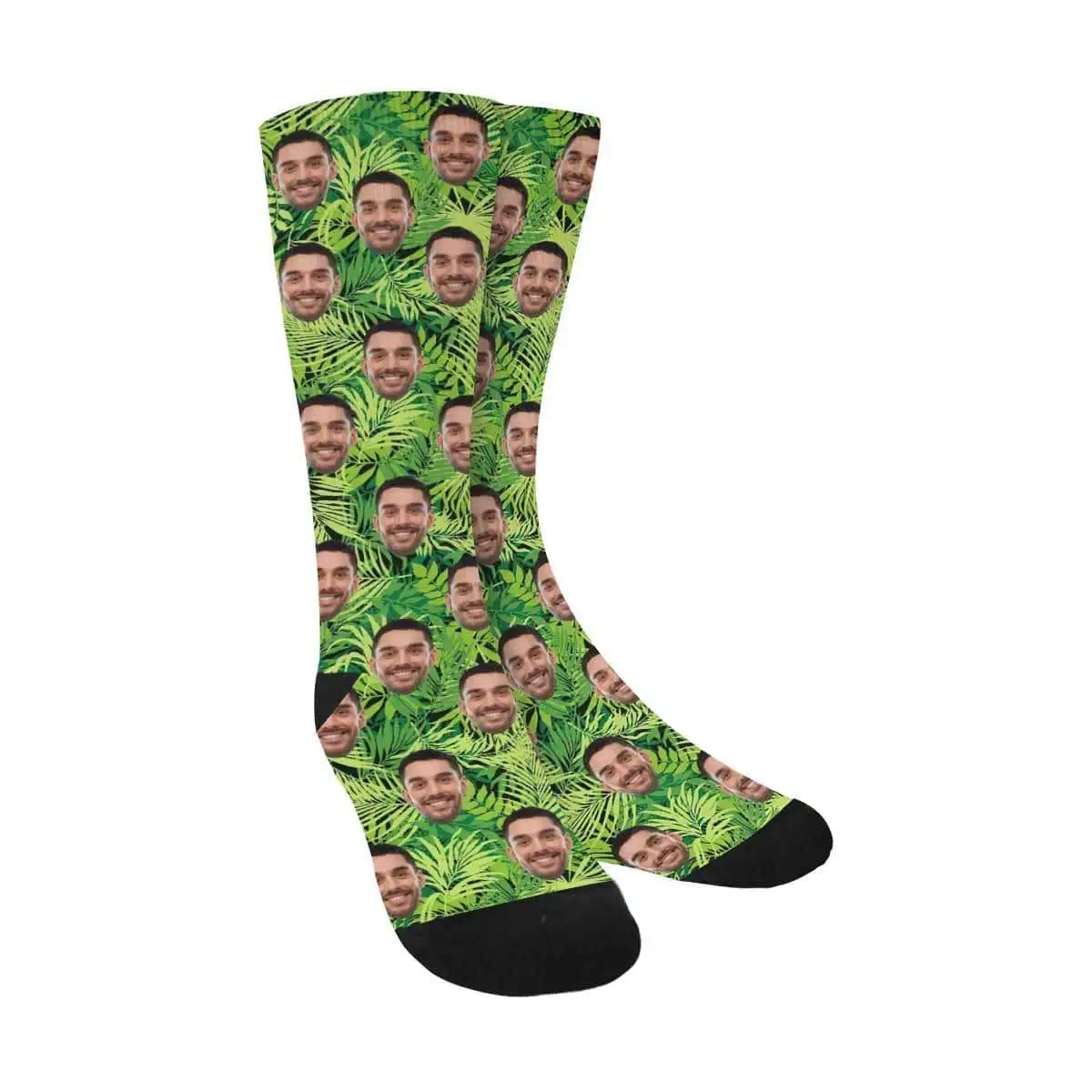 

Custom Face Green Leaves Sublimated Crew Socks