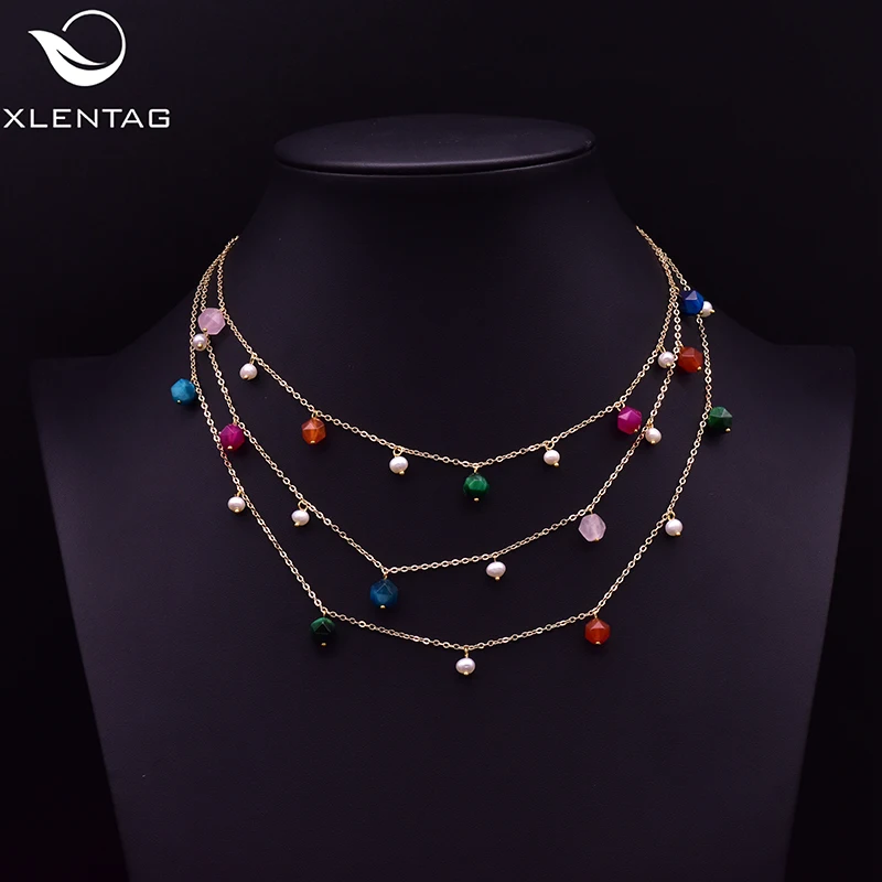 Женские ожерелья чокер XlentAg колье из натурального овального белого жемчуга с