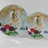 Artistic Ceramic Collection Bird Parrot Flower Rose Butterfly Porcelain Decorative Plates Table
