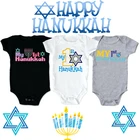 My 1st hanukka комбинезоны для новорожденных с принтом Ханука однотонная Одежда для маленьких девочек и мальчиков комбинезоны с коротким рукавом Детские праздничные наряды
