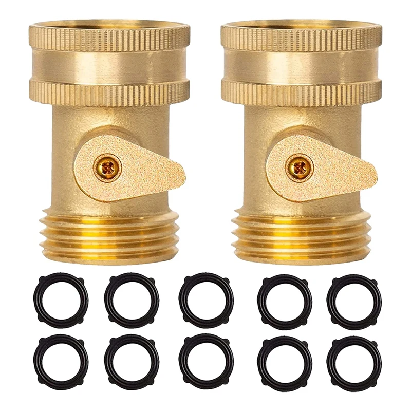 

Латунный запорный клапан для садового шланга, 2 упаковки, сверхмощный латунный запорный клапан для садового шланга 3/4 дюйма с 10 резиновыми ш...