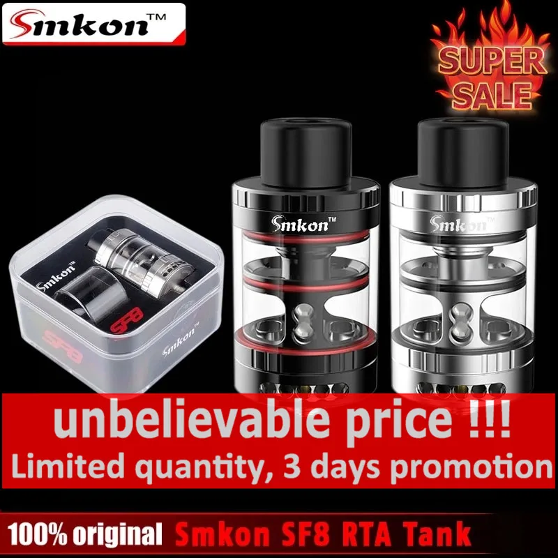 Оригинальный Smkon SF8 RTA бак 2 мл 24 мм диаметр столба 4 отверстия сборка палуба сверху