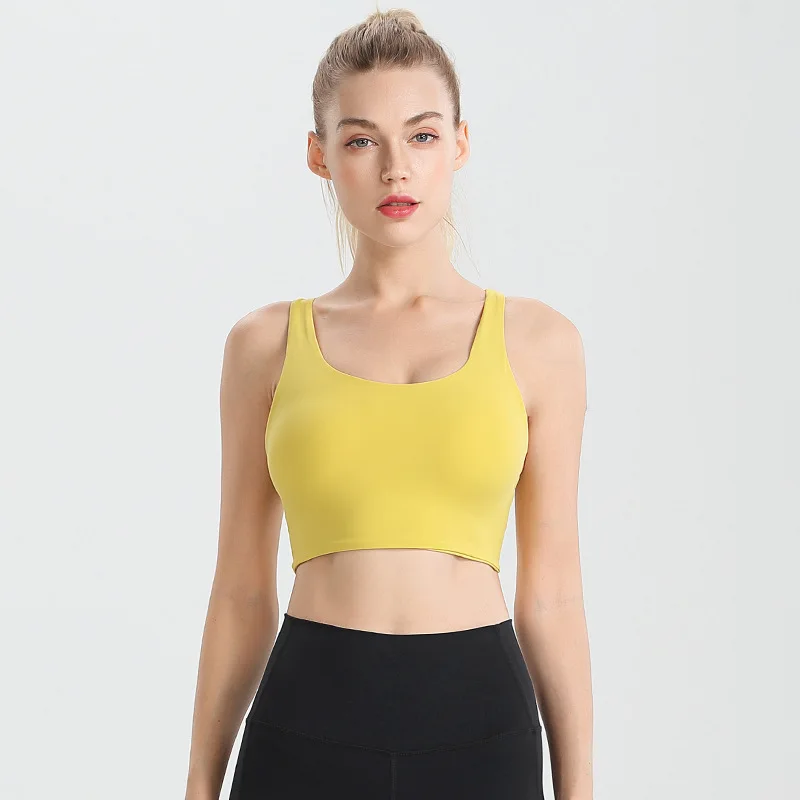 2021 New Vest Style Yoga Bra Women High Support Sports Tank Top Sexy Back Cross Hollow Out Fitness Outdoor Running Training | Спорт и