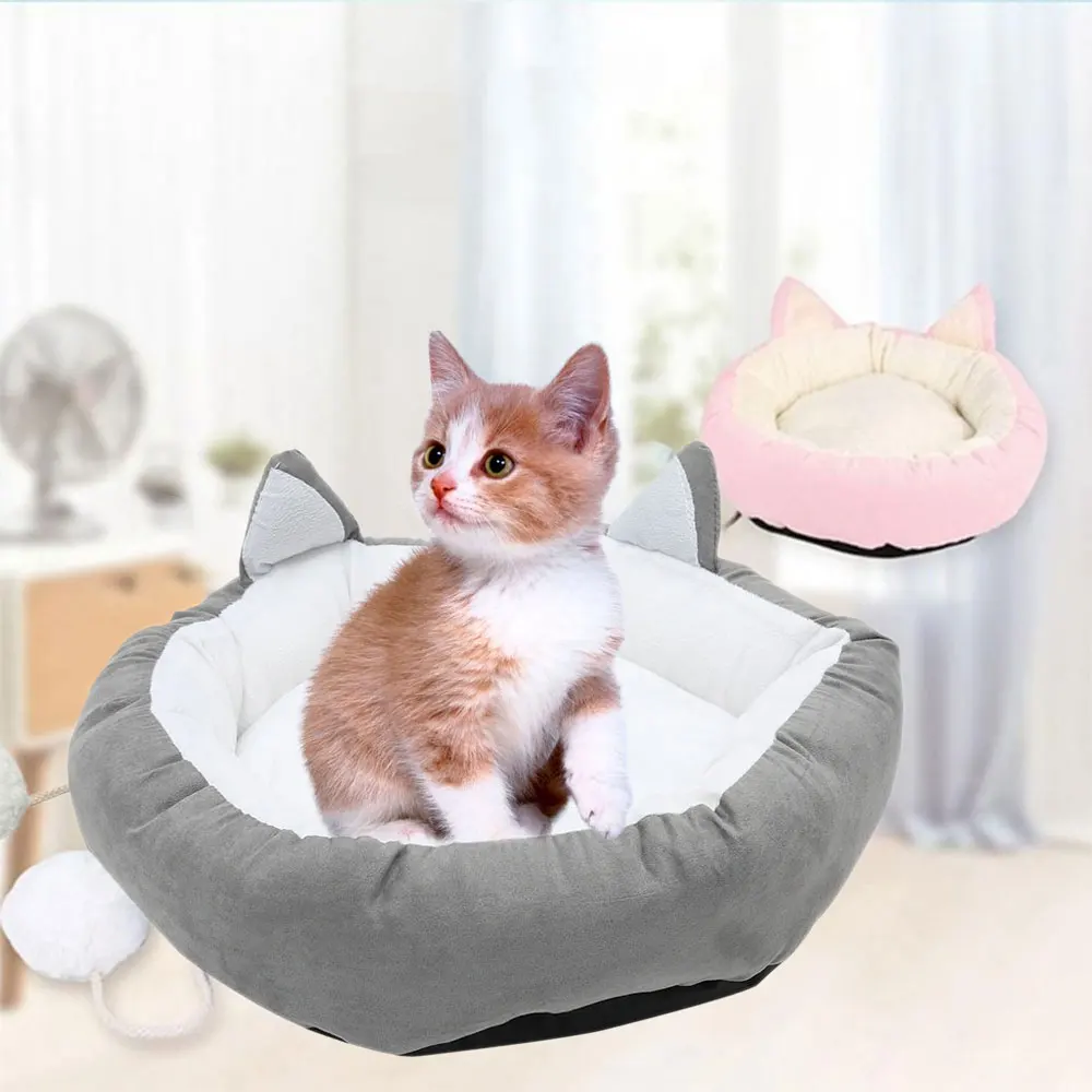 Милый домик для кошки, плюшевый хлопок, зимний теплый коврик для кошек, моющаяся круглая подушка, кровати для маленьких собак, питомник, товары для питомцев