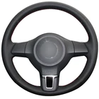 Рука сшитый черный PU искусственная кожа Чехол рулевого колеса автомобиля для Volkswagen VW Golf 6 VI) Golf Plus Polo Tiguan Touran Tiguan Caddy