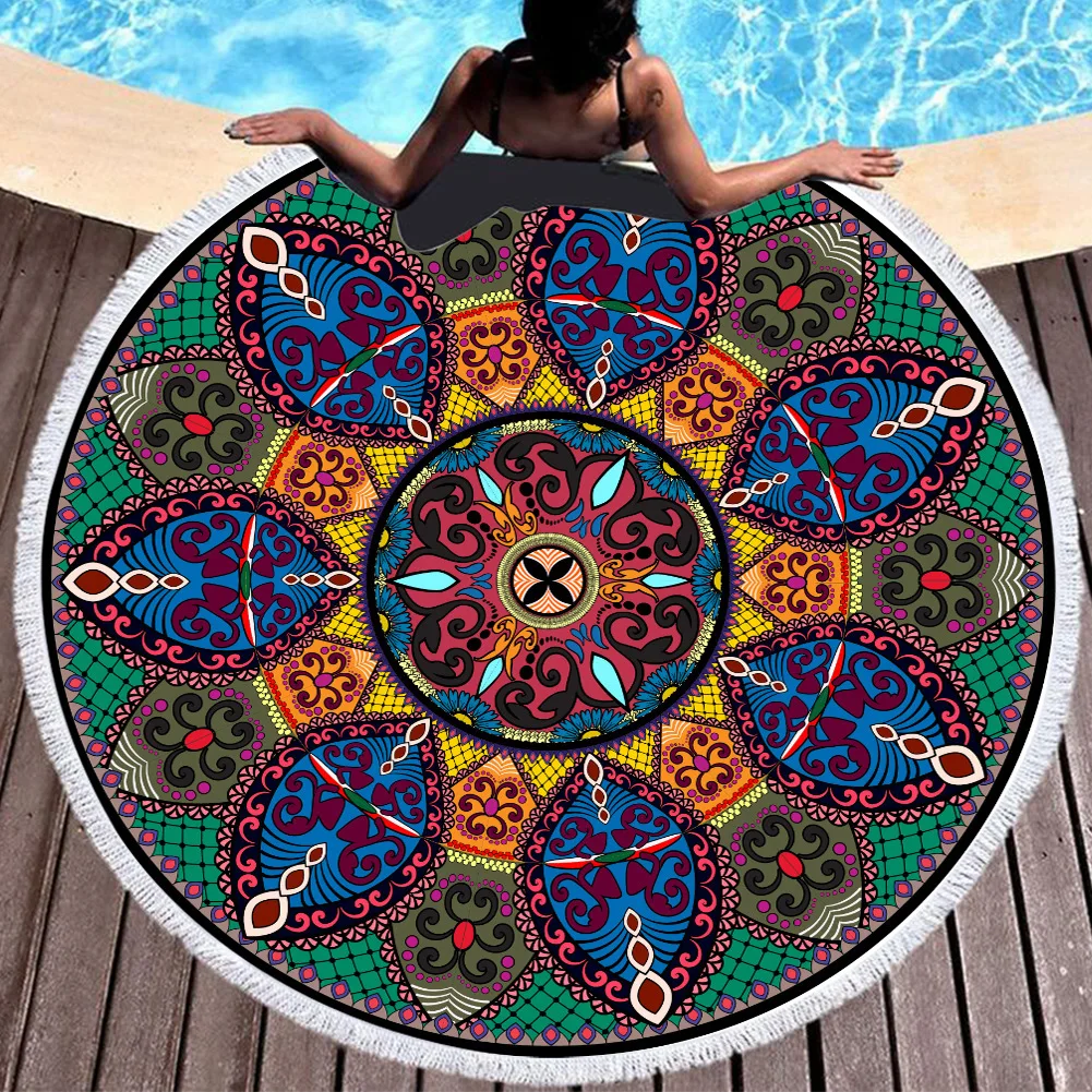 Современный богемный индийские Mandola бабочка микрофибра круглое 150 см Диаметр