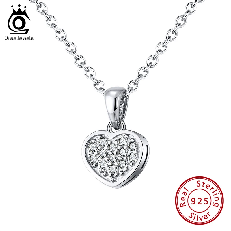 ORSA JEWELS 925 Серебряное классическое романтическое ожерелье с подвеской в виде