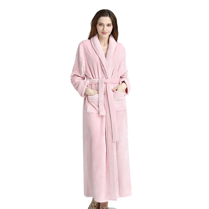 

Home Clothes Winter Lounge Pijama Thick Woman Winter Plus Size Long Bathrobe Kimono Femme Warm Flannel Bath Robe Men Cozy Robes