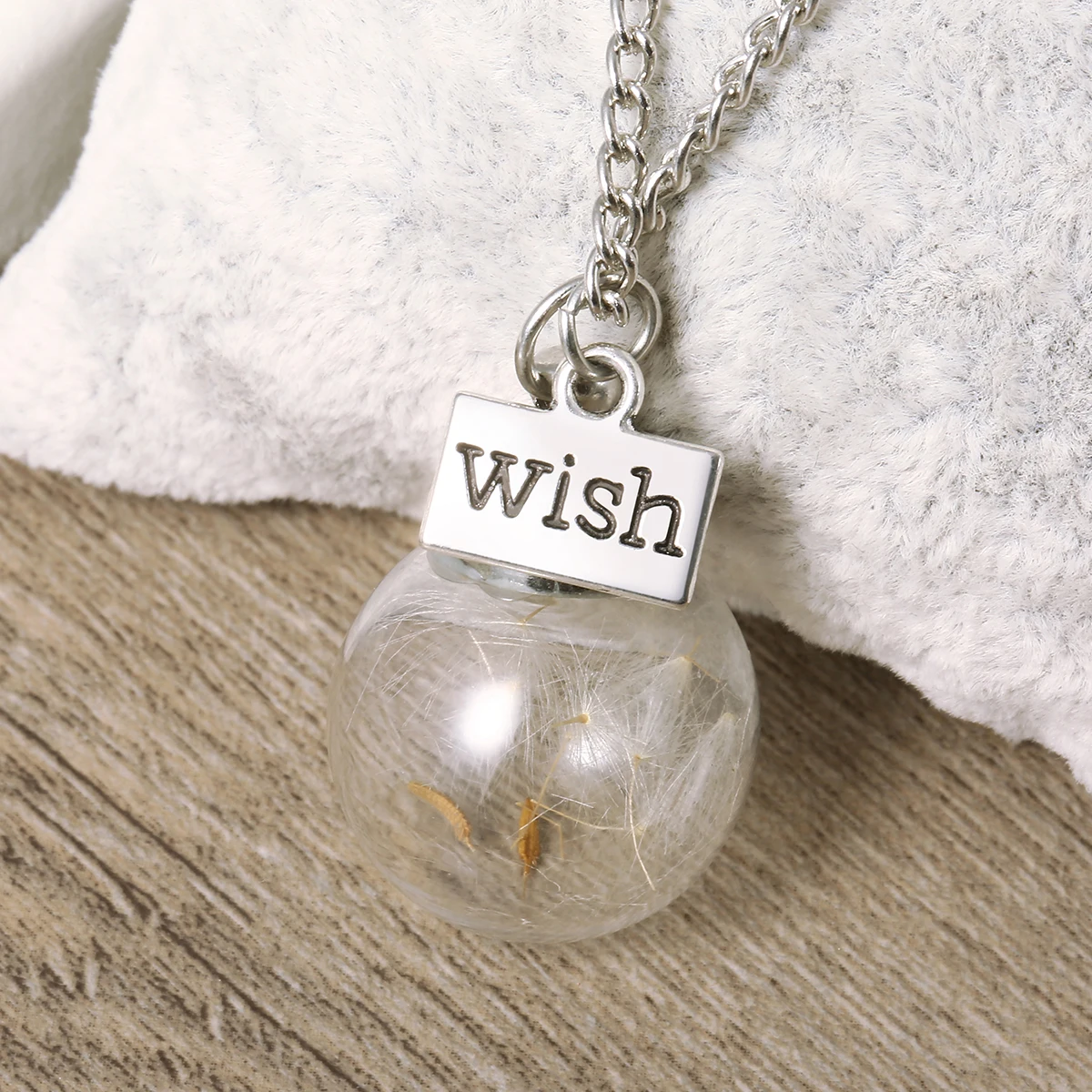 Новое модное колье с подвеской Lucky Wish натуральные семена одуванчика в стеклянной
