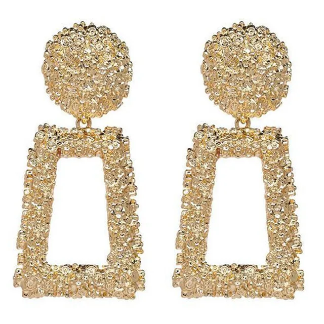 Стильные геометрические металлические креативные большие висячие серьги из