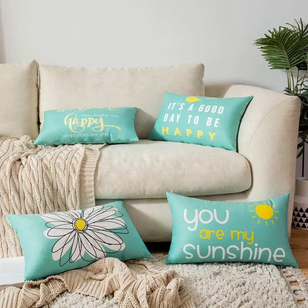 

Daisy, you are my sun, happy bird, cyan pillowcase, sofa cushion cover, home decoration can be customized for you 30x50 40x60