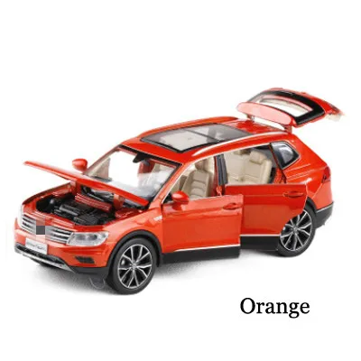 1/32 Фольксваген Tiguan L SUV, сплав, звук и светильник, модель автомобиля, 6 дверей, может открываться, Игрушечная модель автомобиля для детей, подарки на день рождения - Цвет: orange
