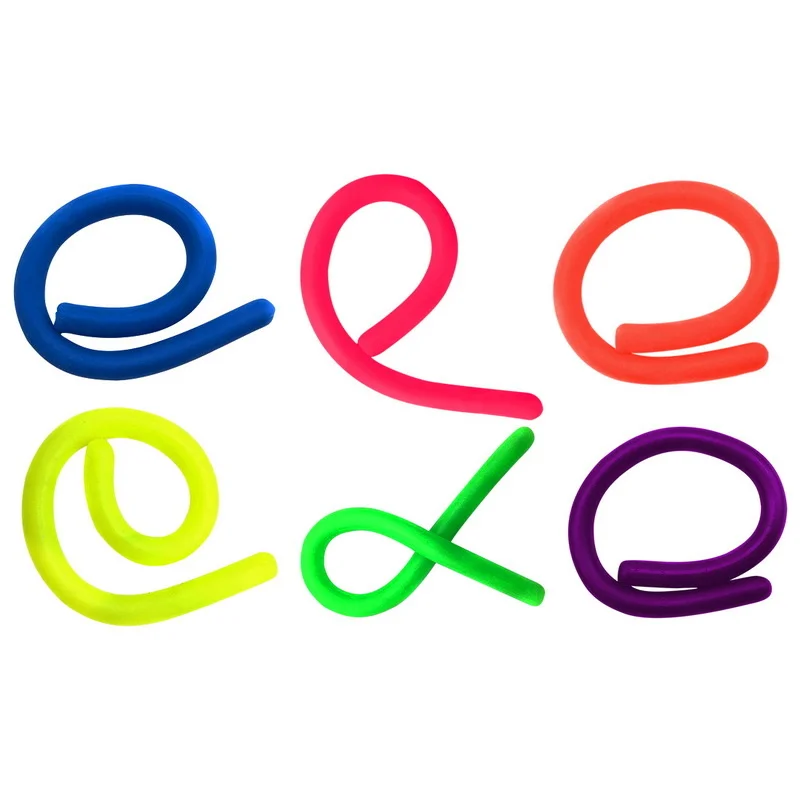 

6pcs/lot Soft Rubber Noodle Elastic Rope Antistress Relieve Toys Stretch String Decompression Toy Fidget Relief Stress Vent Toys