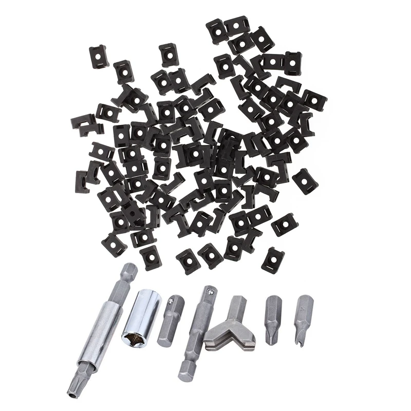 100 шт. черный 9 мм крепление для кабеля тип седла пластик и торкс винты