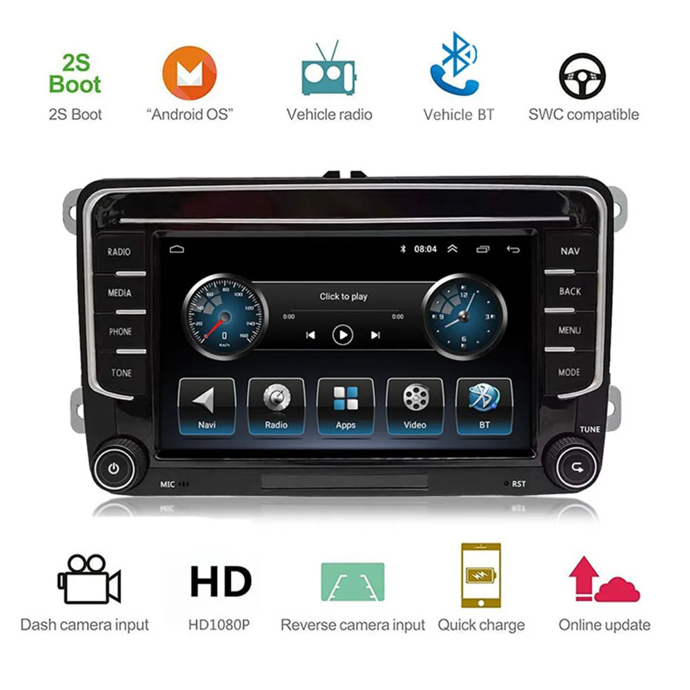 Автомобильный MP5-плеер 7 дюймов Android 10 1 + 16 ГБ FM AM стерео радио Mirror Link GPS-навигация