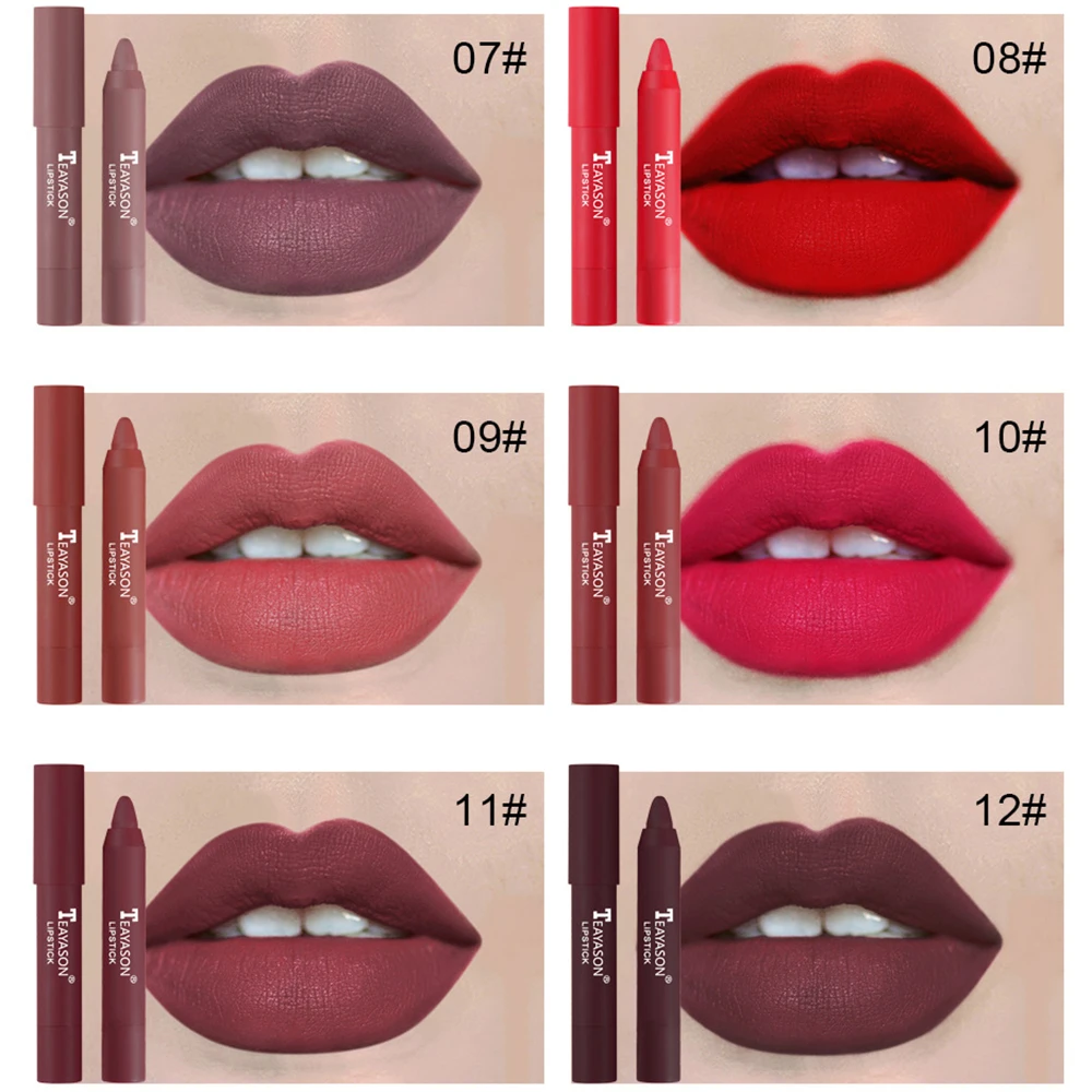 

202112 Colors Velvet Matte Lipsticks Pencil Waterproof Long Lasting Sexy Red Lip Stick On-stick Cup Makeup Lip Tint Pen Cosmetic