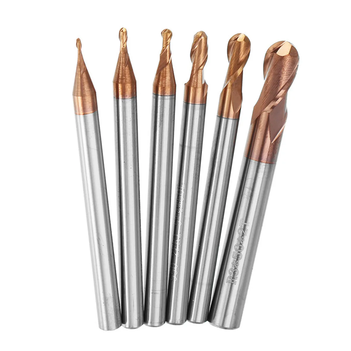 

R0.5-3mm 2 Flutes Ball Nose HRC58 AlTiN Coating Tungsten Carbide Ball Nose End Mill Set CNC Machine Milling Cutter Metalworking