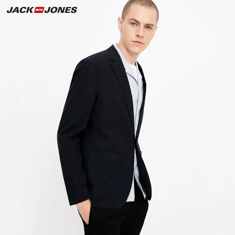 Пиджак JackJones мужской тонкий деловой Повседневный базовый блейзер из хлопка и
