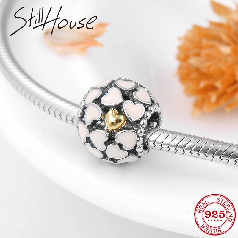 Новое горячее 925 пробы Серебряное драматическое розовое эмалированное сердце