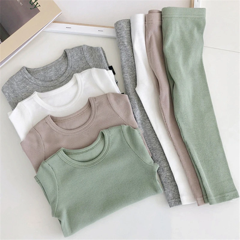 Детские пижамы в рубчик для маленьких девочек детская одежда мальчиков