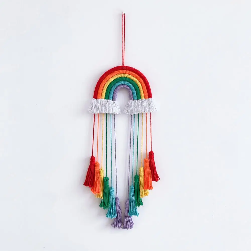 

Bohemian Style Tassel Pendant Rainbow Shape Woven Wall Art Hanging Tassel Ornaments Wall Decor Hanging Pendant Home Decoration
