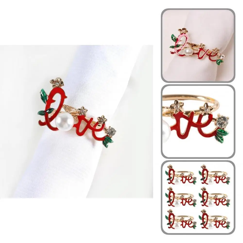 

6 шт. кольцо для салфеток удобное прочное антикоррозийное любовь специальный дизайн сервировочная круглая пряжка для салфеток для дома