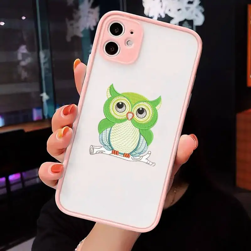 

owl Cute pink cartoon Phone Case matte transparent For iphone 7 8 11 12 plus mini x xs xr pro max cover